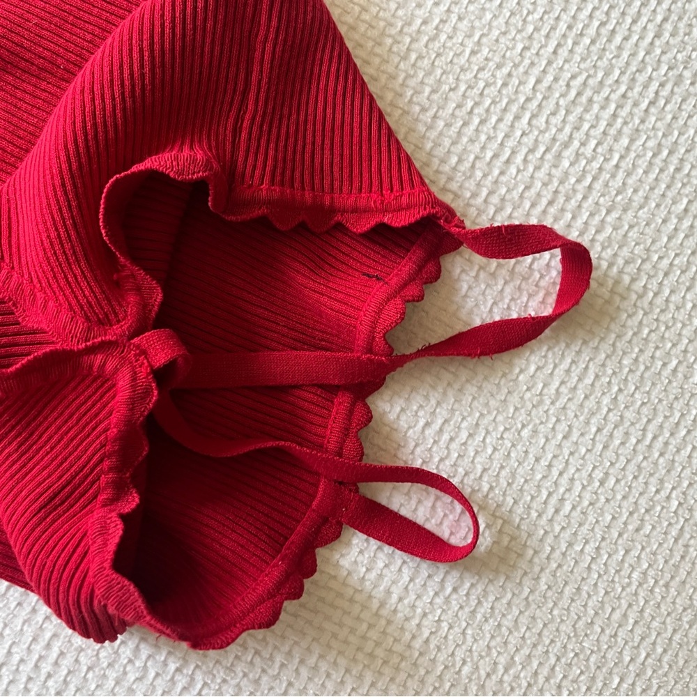 Red Ribbed Tank Top - Picture 3 of 6